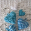 Bl���� , mo�e a v�tr ♥ tyrkysov� se zelenou kovovou nit� - v�t�� i mini na mobil, b�l� mini na mobil s kovovou duhovou nit�, a dal�� dv� pruhovan� v barv�ch mo�e, v�tru a oblohy ♥